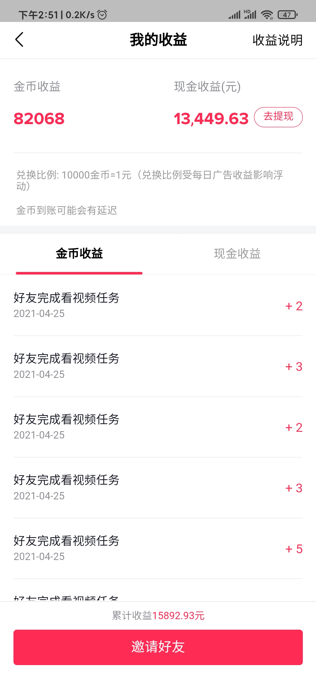 抖音極速版金幣收益