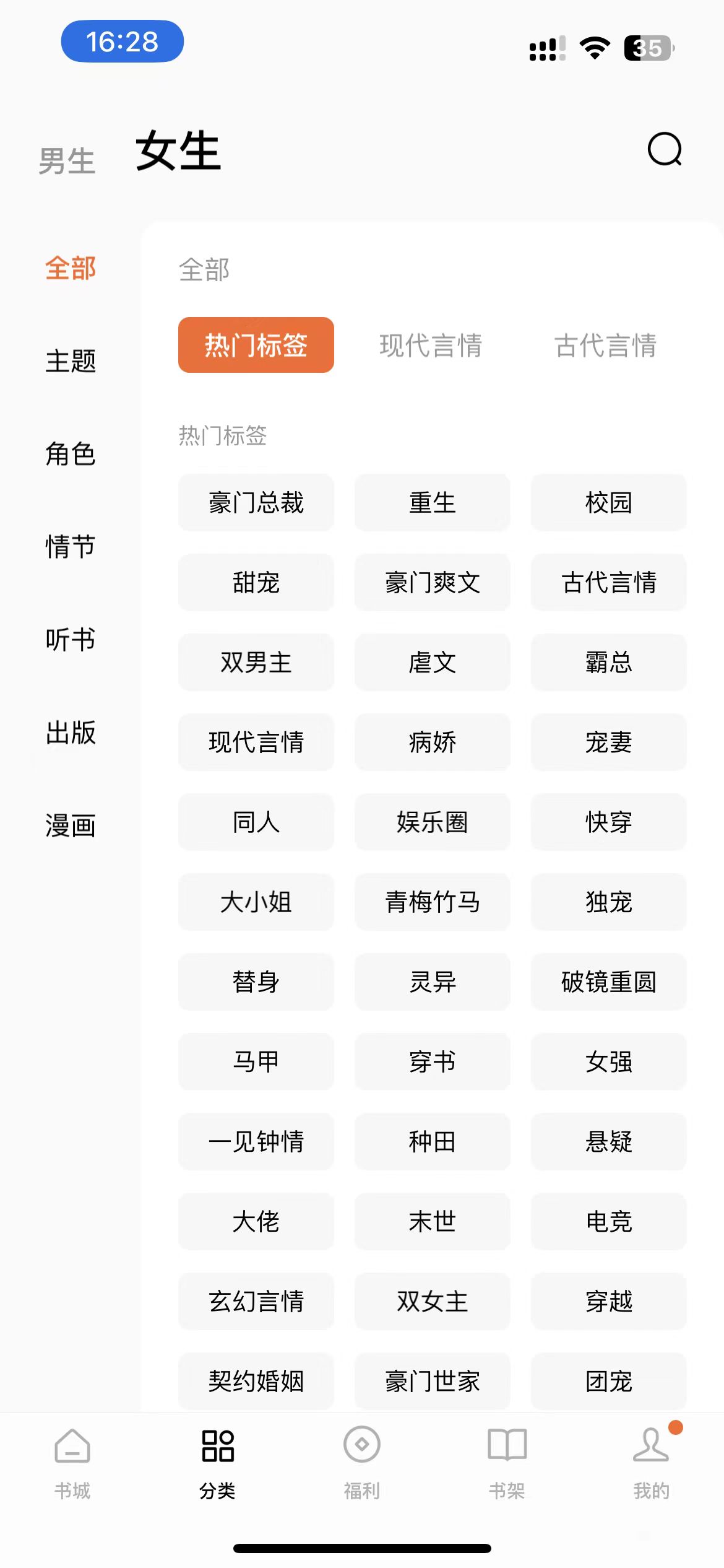 番茄小說分類頁